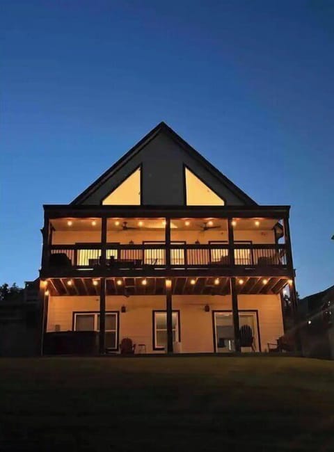 Twinkling lights at dusk