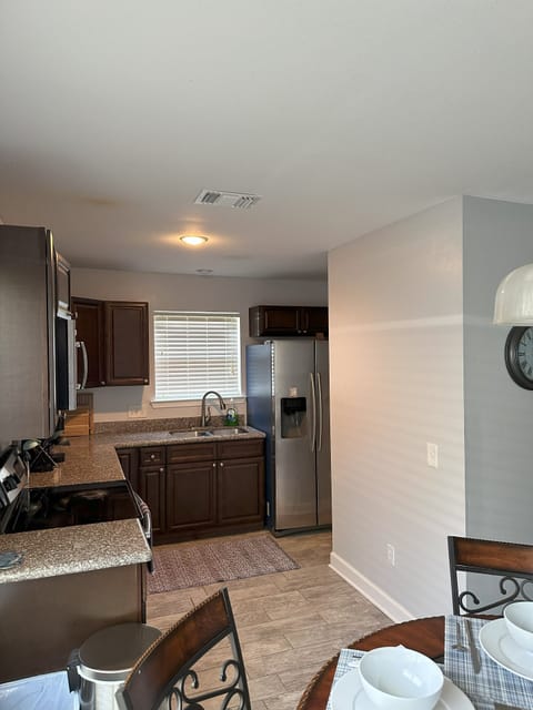View of kitchen from dining room