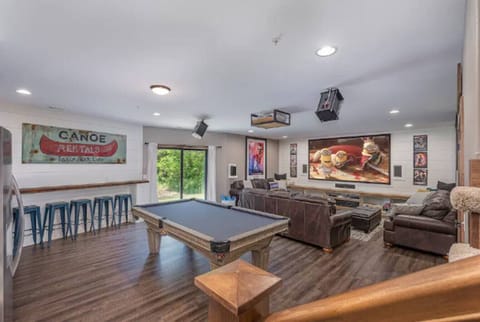 Pool Table and 100` QLED 4K Screen, with 7.2 Premium Sound