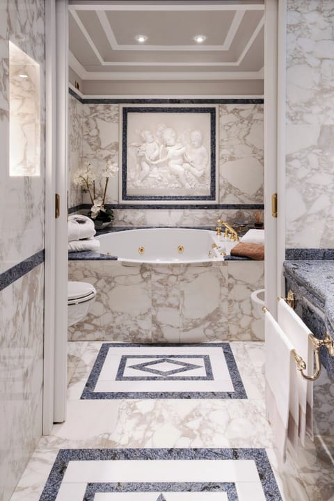 Free toiletries, hair dryer, bidet, towels