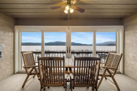 Dining overlooking the lake on a private patio