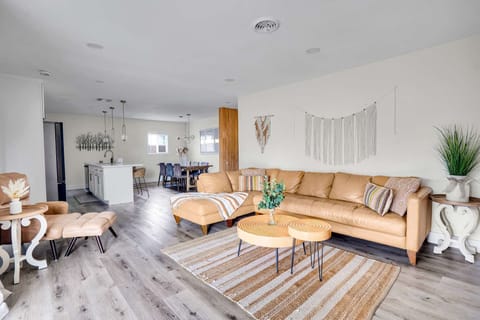 Chit chat and relax the night away in the soft leather sofa