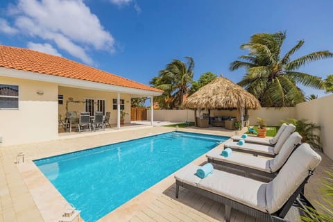 amazing pool,  shaded patio and palapa with outdoor dining.