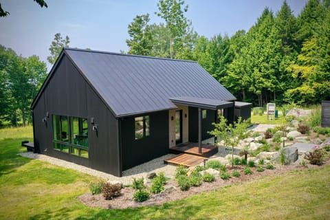 Modern Scandinavian home in Waterbury Center. This architectural retreat offers privacy, solar power