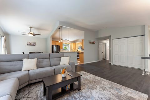 Living room with kitchen view