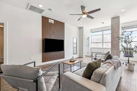 Open living area with WFH desk build-in