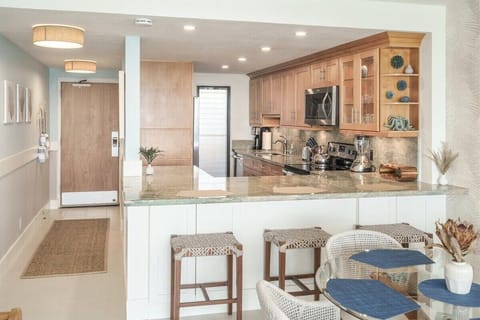 Well stocked kitchen has everything you need for cooking.