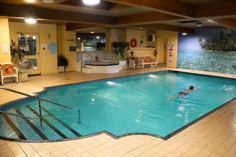 Indoor pool, outdoor pool, sun loungers