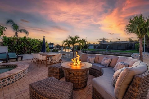 Gather 'round the fire pit and feel the warmth of good company, flickering flames, and a peaceful night.