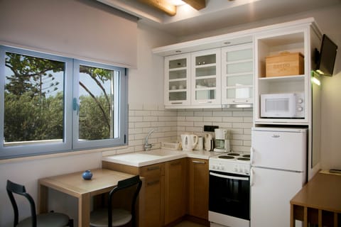 Studio (Rodia) | Private kitchen | Full-size fridge, microwave, oven, stovetop
