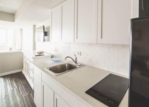 Large Ocean View Room, 1 King Bed with Sofa bed, Non Smoking | Private kitchen | Full-size fridge, microwave, stovetop, coffee/tea maker