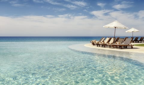3 outdoor pools, open 8:00 AM to 8:00 PM, cabanas (surcharge)