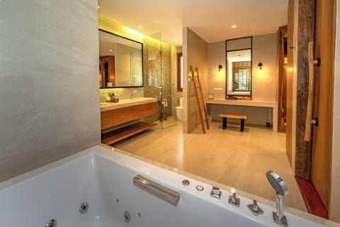 Tropical Pool Villa | Bathroom | Eco-friendly toiletries, hair dryer, bathrobes, slippers