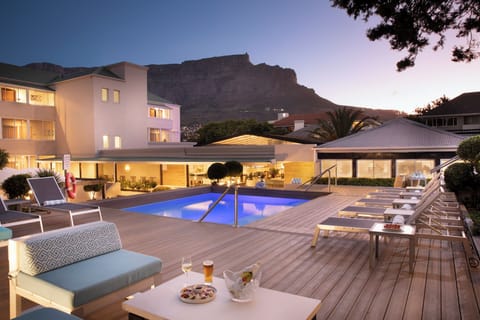 Outdoor pool, sun loungers