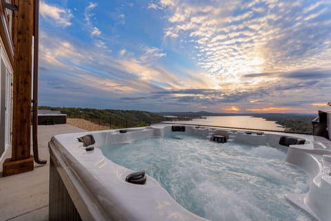 Take in this gorgeous sunset from the hot tub!