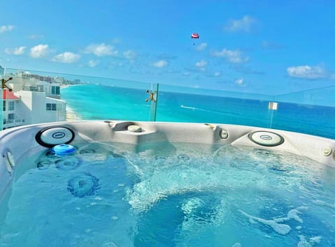 Penthouse 1 of 3:  Enjoy Spectacular Views in the Privacy &amp; Comfort of your own place.  The 4 Person Hot Tub is an Amazing Touch!  In Cancun, you have the Ocean on one side &amp; the Freshwater Lagoon on the other. You are Surrounded by Beauty Here.