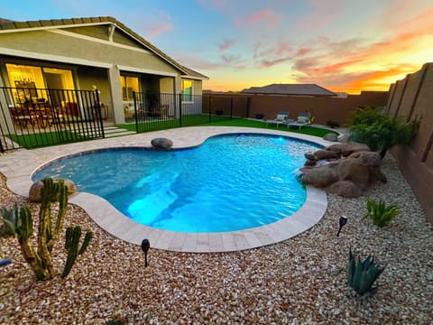 Private pool with baja shelf and new hot tub make for the perfect oasis!