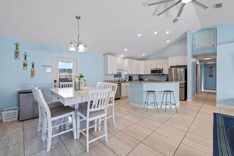 Open kitchen and dining area.