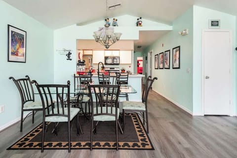 The Kitchen area looks out on the great room and dining room table.