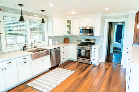 You can see the open fields from the window and catch a glimpse of our chickens.