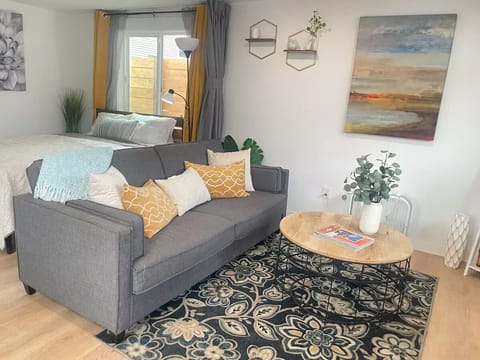 Couch conveniently folds into a bed for your comfort. 