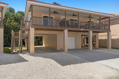 The front side of the beautiful 3 BR, 2 BA Tarpon on stilts