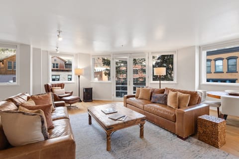 The living area can double down as a sleeping area for extra guests with two pull out couches.