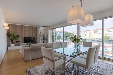 Our elegant living room with a comfortable sofa, cable television, a dining area with seating for 6, and access to the balcony.
#cozy #apartment #comfort