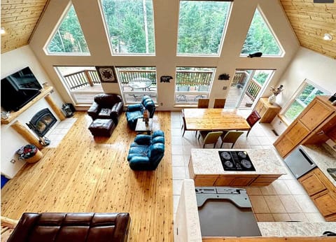 View of living/dining from loft