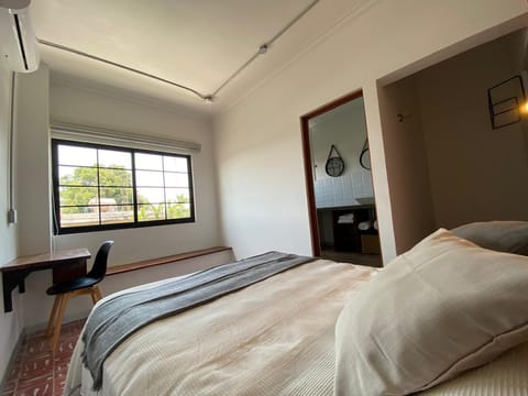 Individually decorated, individually furnished, desk, laptop workspace