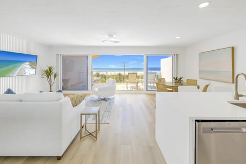 Oceanview living area in Siesta Key vacation rental near the beach.