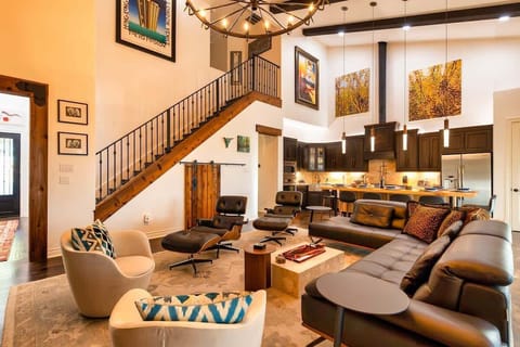 Gorgeous living room/kitchen area.  