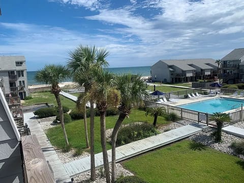 Boardwalks make for an easy, short walk to the pool and beach