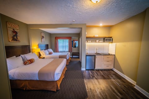 Deluxe Queen Room with Two Queen Beds | Private kitchenette | Coffee/tea maker, mini-fridge, microwave