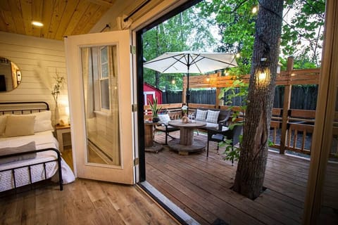 Main living space can be opened directly to deck. 