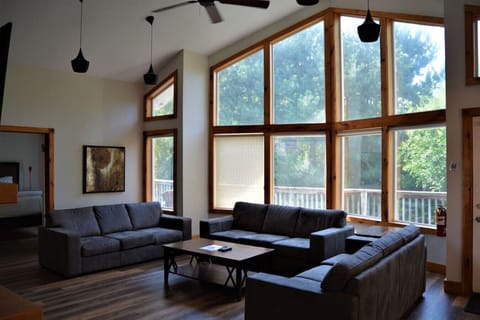 About to enter main living room area looking out at the back deck/W/O balcony