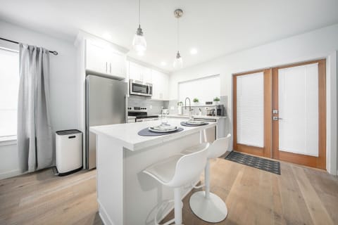 Fully stocked kitchen with island