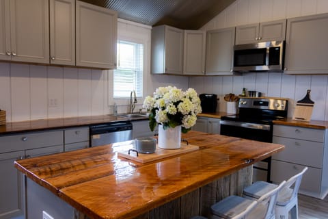 We have air fryer,  crockpot, waffle maker, blender and many pots and pans.