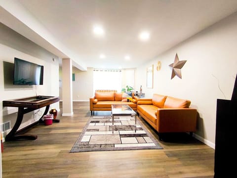 living room in walk out basement