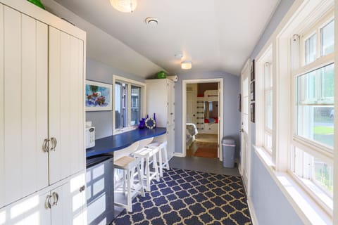 Entry- counter to set up your buffet of to have guests sit and eat