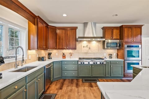 The functional layout provides plenty of space for prepping food and meals