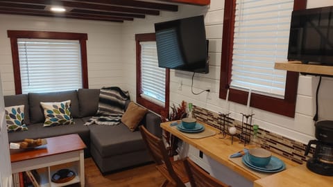 Cozy eating area with fold up chairs