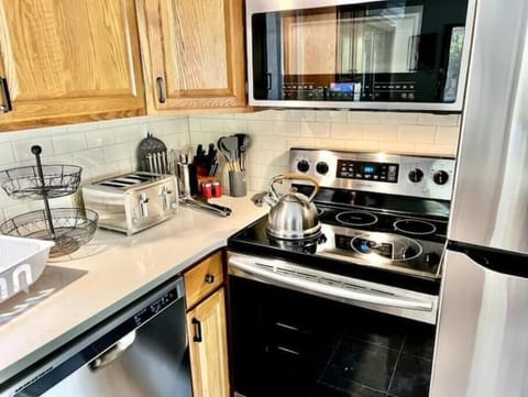 well stocked kitchen. 