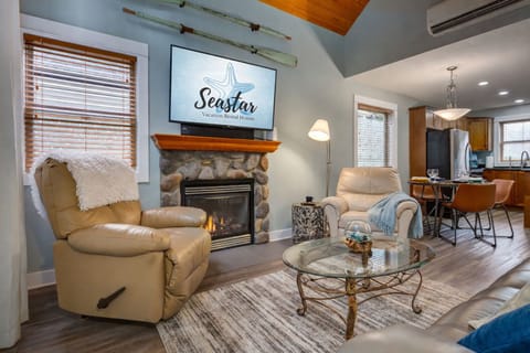 Living area with gas hearth (alternate view)