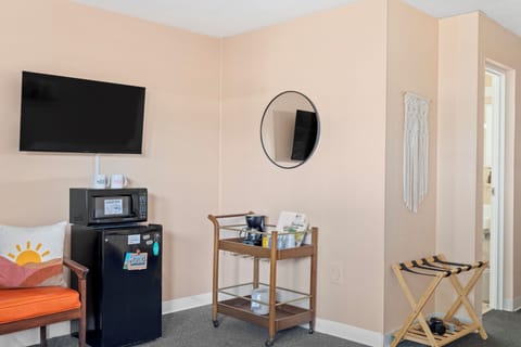 Mini-fridge, microwave, coffee/tea maker