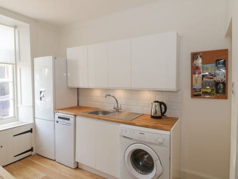 Fridge, dishwasher, electric kettle, toaster