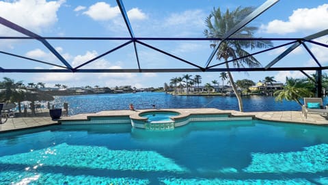 View over the pool and spa
