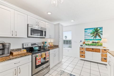 A fully stocked kitchen w/plenty of counter space for prepping meals