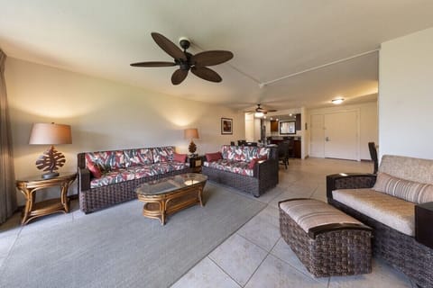 Spacious living room with Queen Murphy Bed