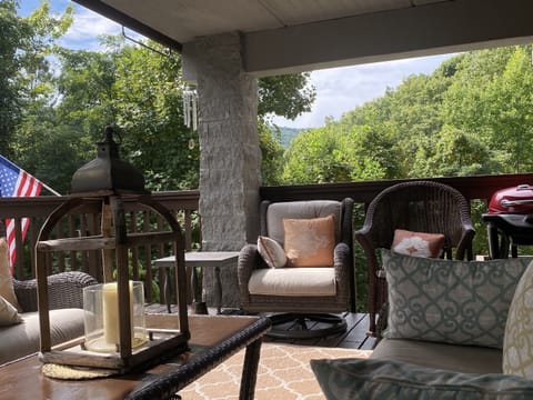 Spacious balcony, with plenty of seating! Great for watching bears in their natural habitat!